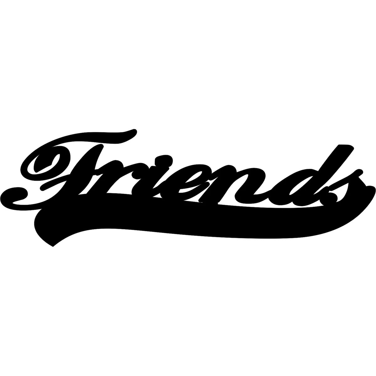 1PC Waterproof Friends Artistic Cursive Acrylic Car Decal with Swirl Ornament, Custom Name Sticker for Car Door, Window, Guitar