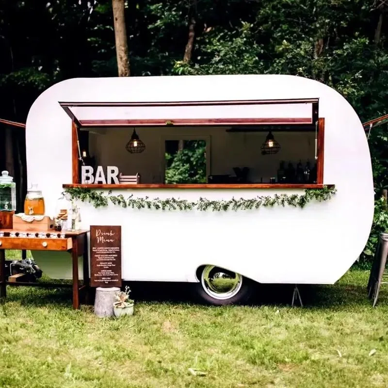 Mobile Food Truck Bar Outdoor Portable Restaurant Beverage Wine Bar Stainless Steel Trailer