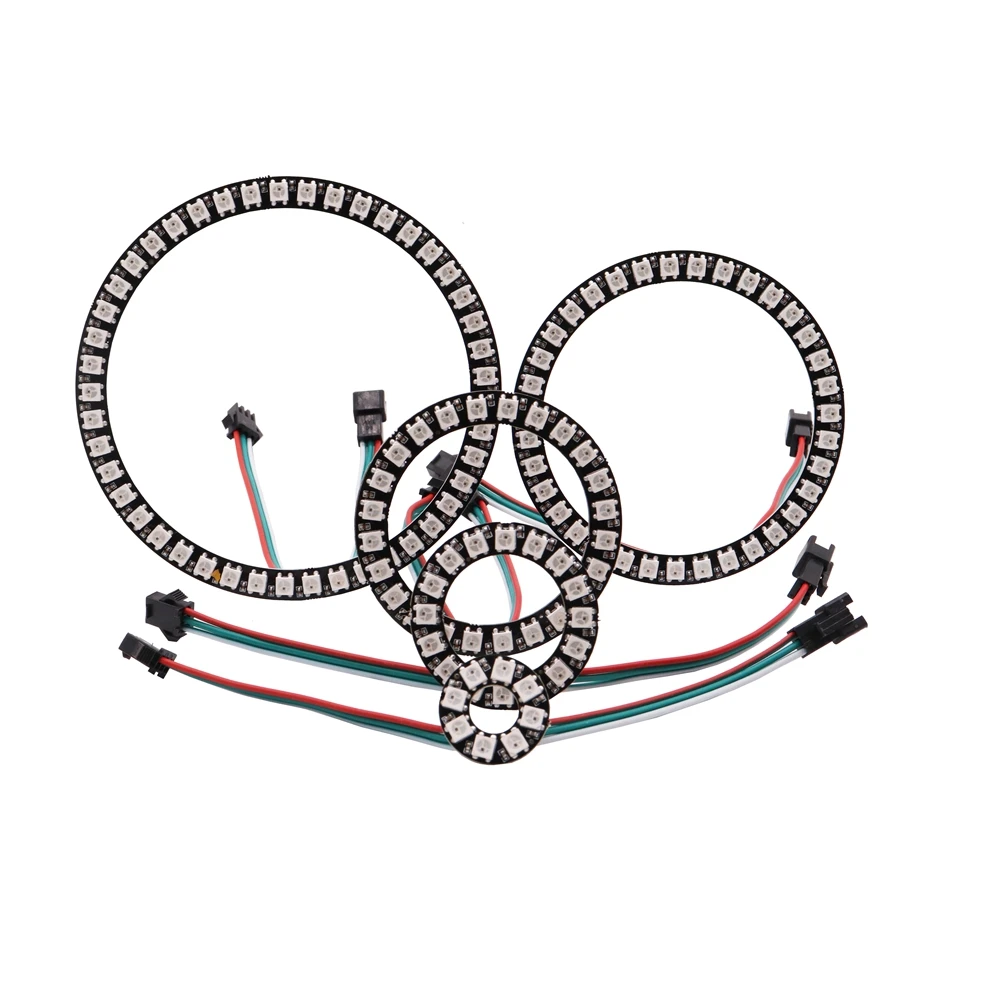 Anneau de pixels LED WS2812B adressable, 8, 16, 24, 35, 45LED, 5050 RVB, anneau de diode, document IC, LED intégrée