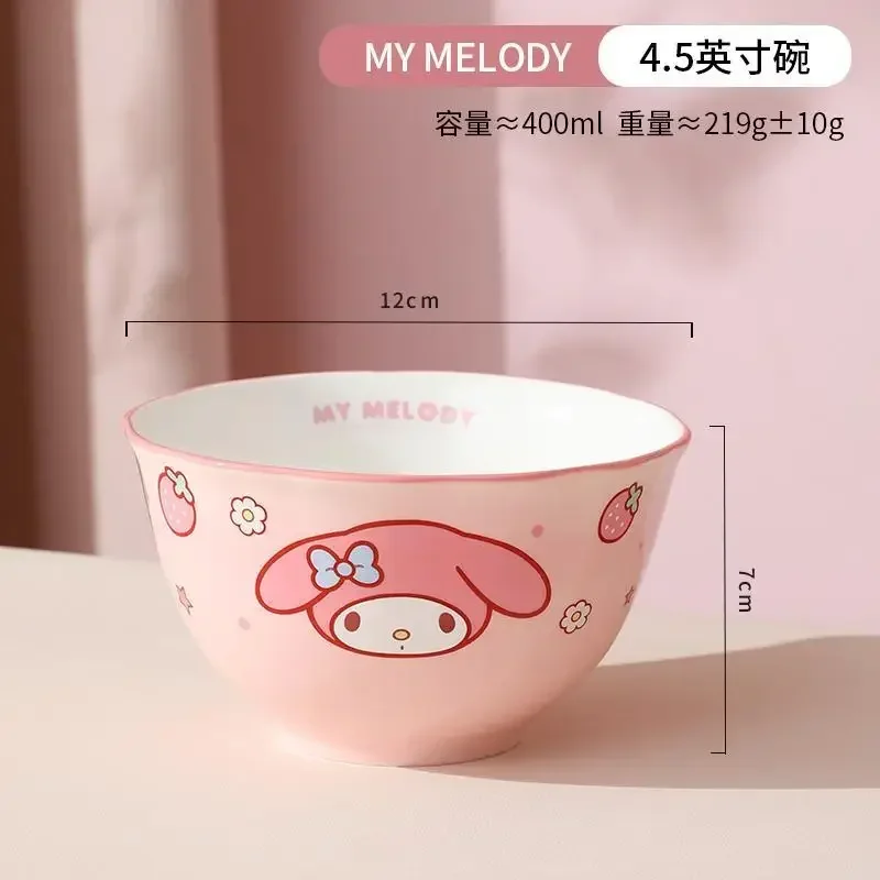 Sanrio Cinnamoroll Anime Kawaii Ins Bowl Plate Dish Spoon Cute Cartoon My Melody Ceramic Tableware Set Lovely Gifts for Girls