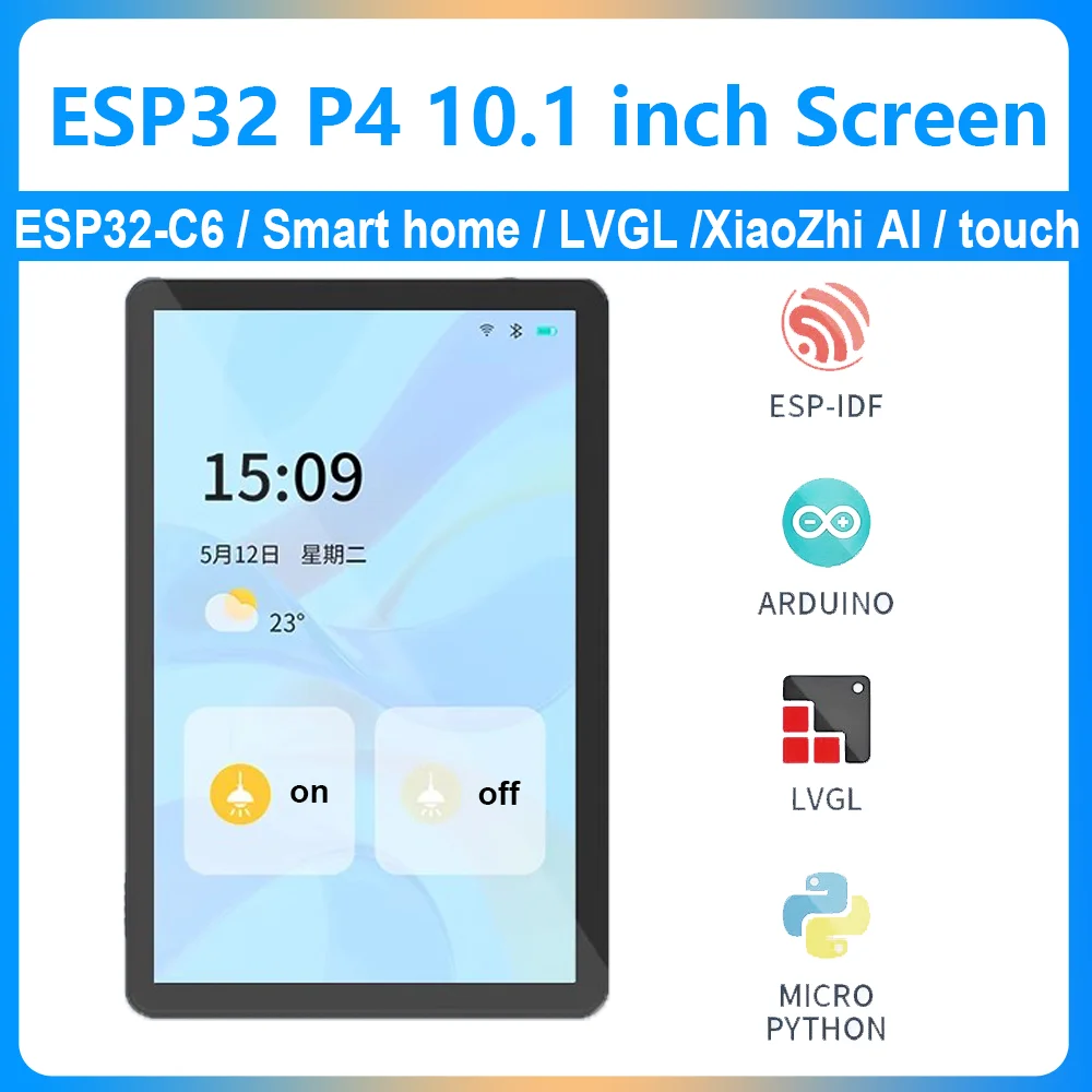 

ESP32-P4 10,1-дюймовая макетная плата, емкостный сенсорный экран, дисплей 1280*800, умный дом, голосовой чат с искусственным интеллектом для Arduino LVGL