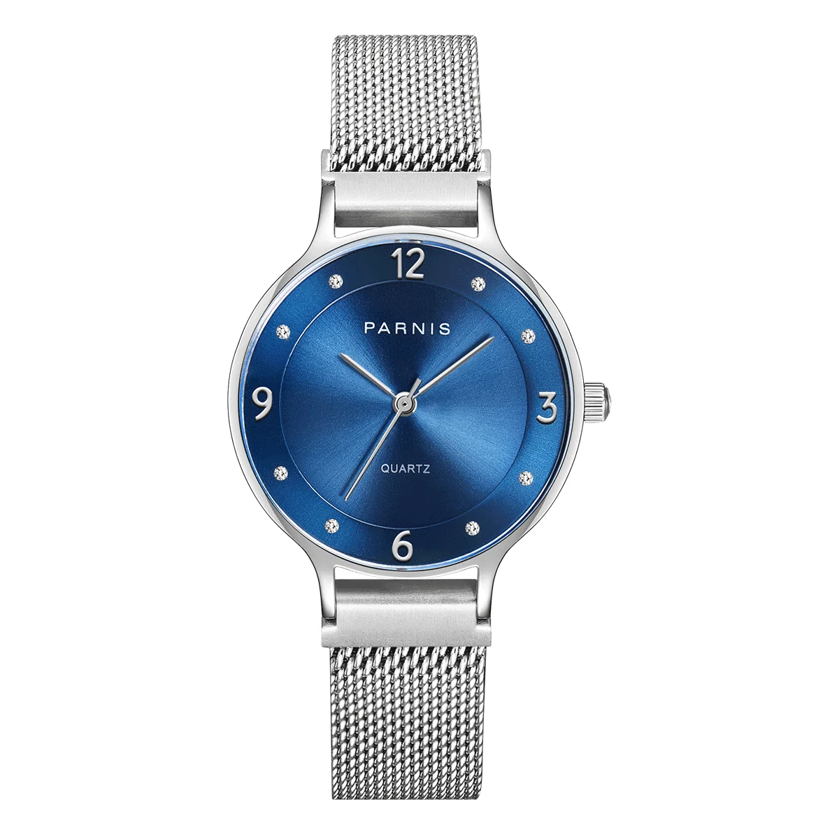 

Fashion Parnis 30mm Blue Dial Quartz Women's Watch Steel Strap Women 6.6mm Thickness Ladies Luxury Watches reloj de hombre Gift