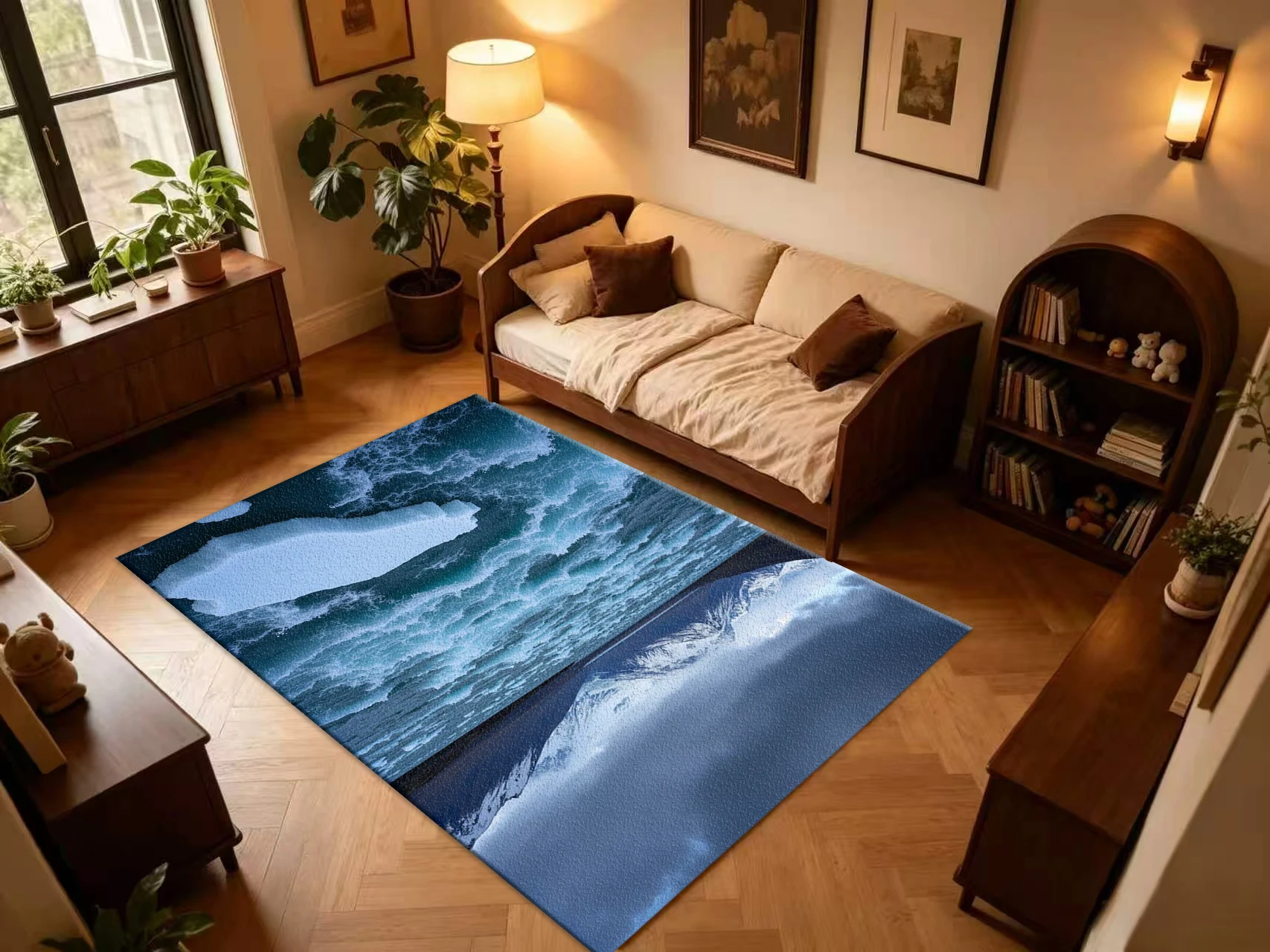 Glacier Iceberg Ocean Mountain Scenery Carpet Flooring, Cool Nature Landscape Non-Slip Area Rug for Living Room Balcony Home Floor Mat