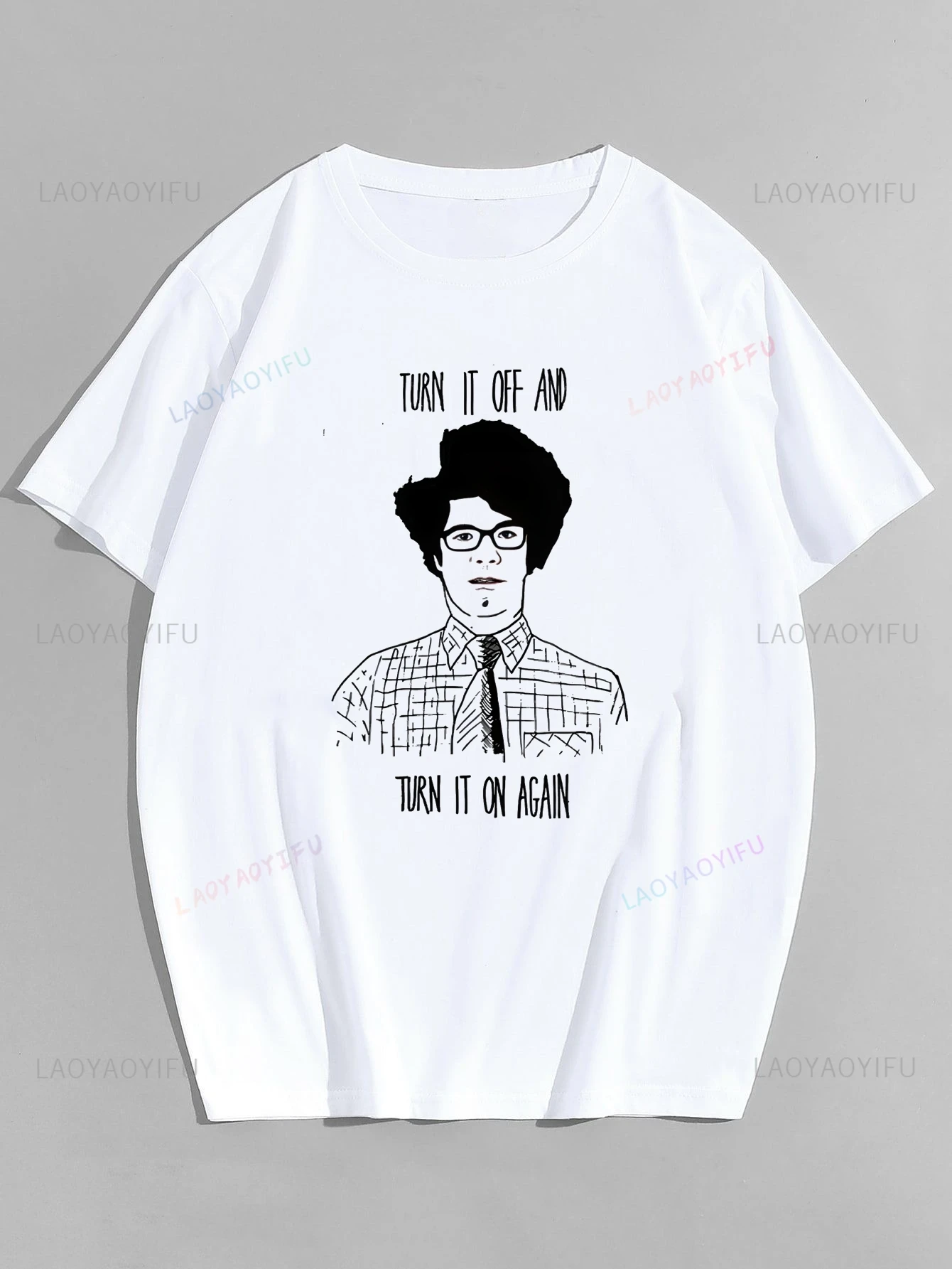 Fashion Retro TV Series THE IT CROWD Printed T-shirt Top Neutral Trend Harajuku Short Sleeve Unisex Shirt Pattern Large T-shirt