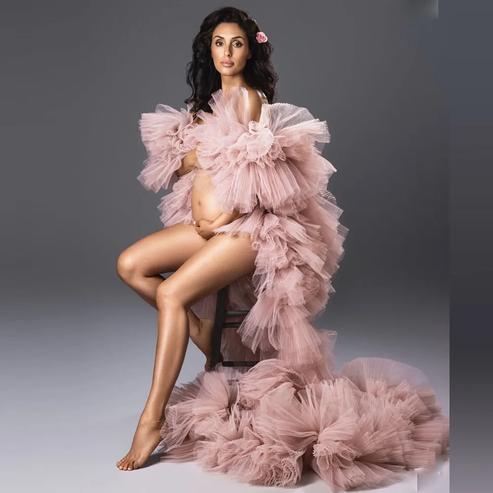 

Романтический многослойный фатиновый плащ для беременных, пальто для фотосессии, многоярусное фатиновое пальто для беременных, длинные женские куртки, топы для дня рождения