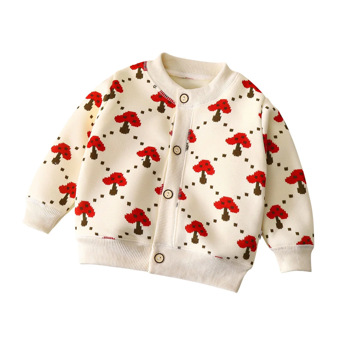 2024 Autumn Winter New in Kids Baby Girls Boys Thicken Warm Clothing , Children Floral Cardigan Toddler Top Outwear Sweater