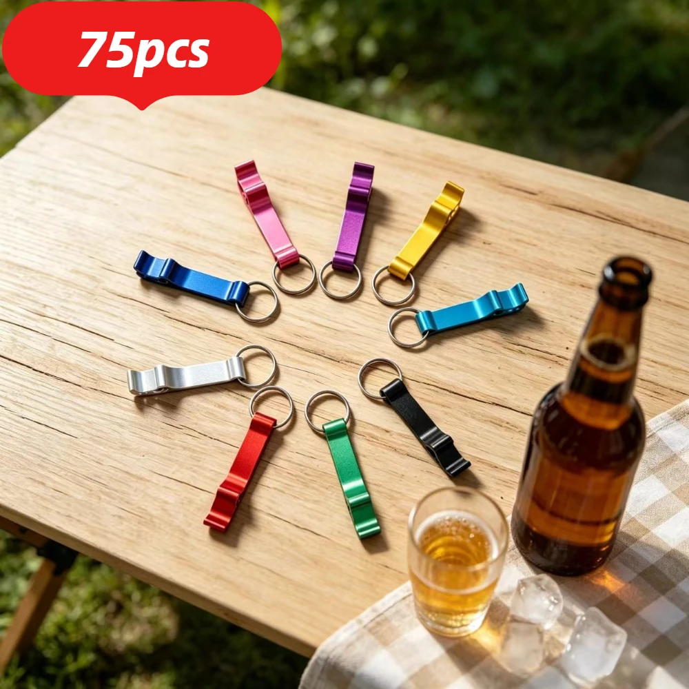 75pcs Mix Color Beer Bottle Opener Aluminum Bottle Openers Key chain Bottle Opener Beverage Bottle Opener For Men Women