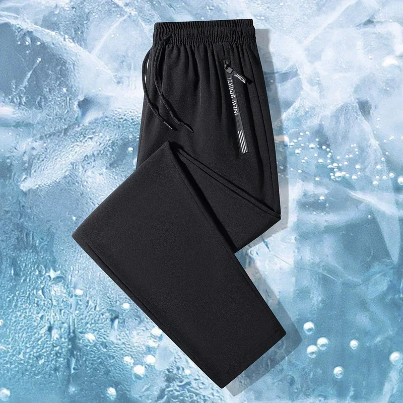 

Летние мужские брюки-джоггеры из ледяного шелка: новые, тонкие, быстросохнущие, деловые, для активного отдыха, эластичные, дышащие, прямого кроя