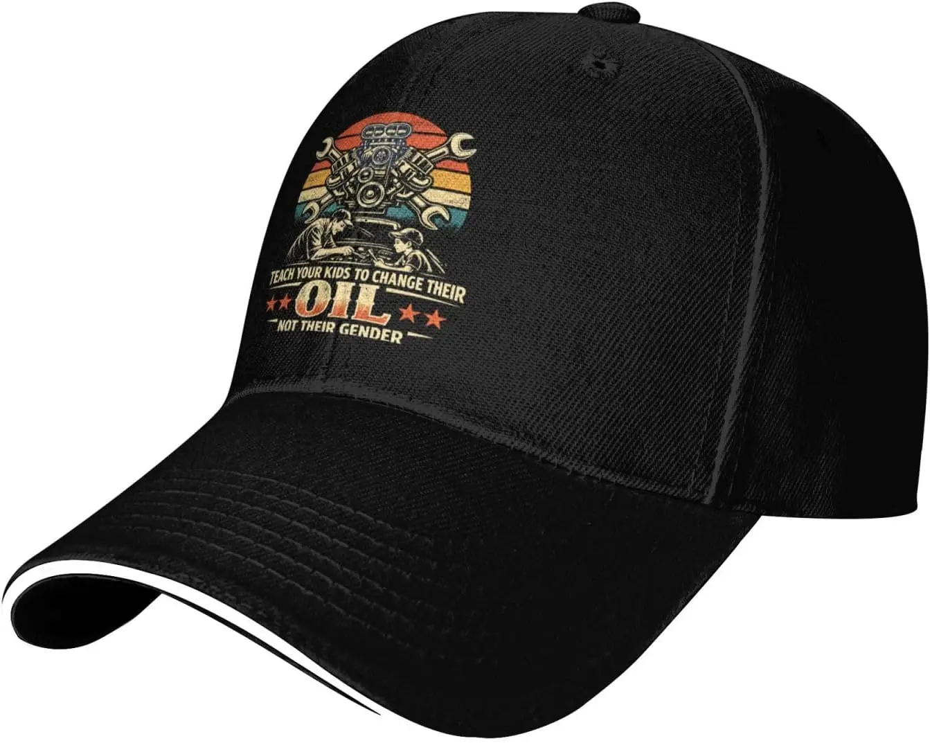 Mechanic Engine Teach Kids Change Oil Baseball Cap Vintage Distressed Casual Sun Protection Adult Cap