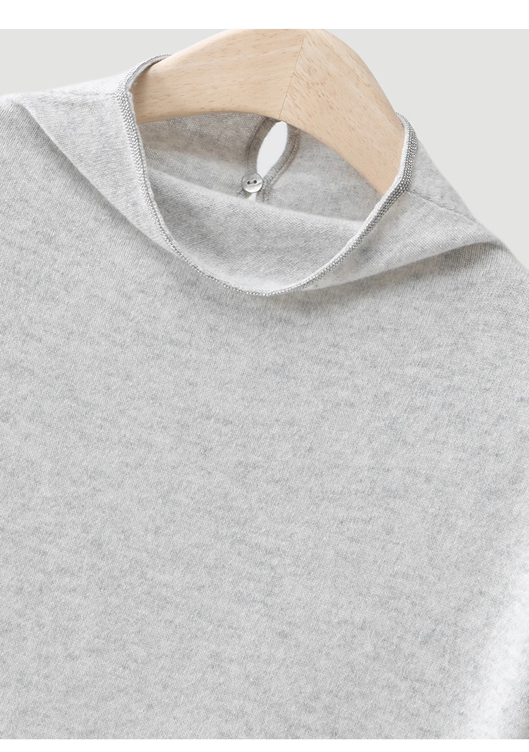 BY4621755 Damen-Weste mit Stehkragen, 100% Kaschmir, Oversized, ärmellos, mit Kettendetails am Rücken und Schlitz, dezenter Luxus für den frühen Herbst. – Detail 18