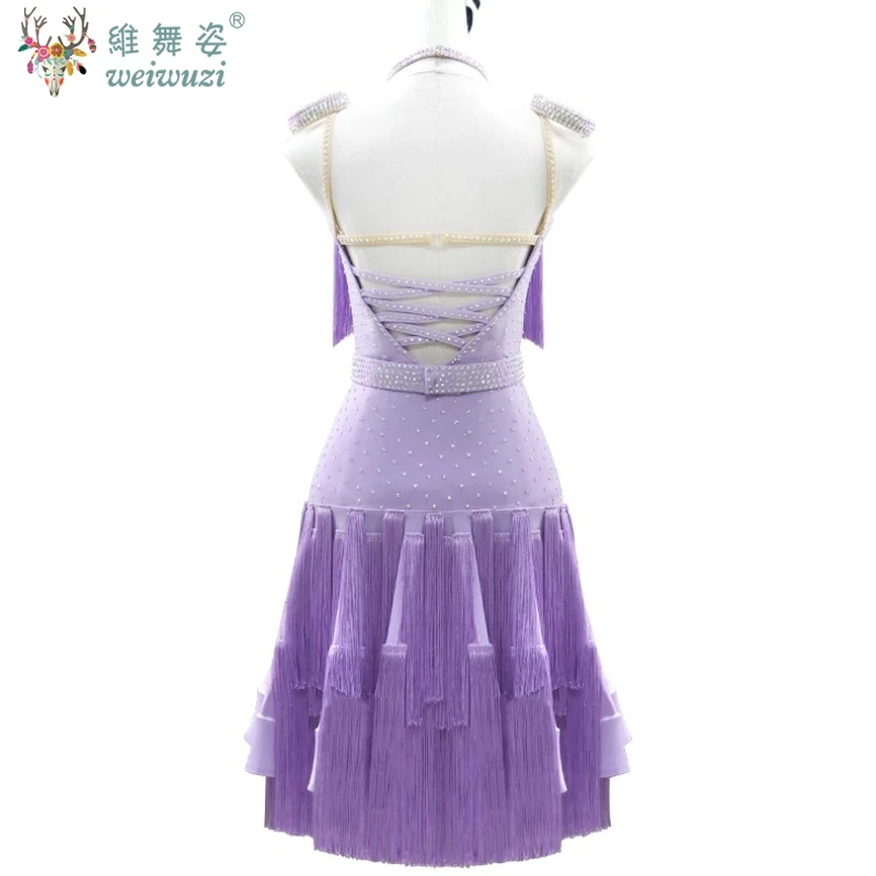 Vestidos de dança latina para mulheres, personalizados, flores requintadas, borla, saia rabo de peixe, adultos e crianças, trajes de performance latina