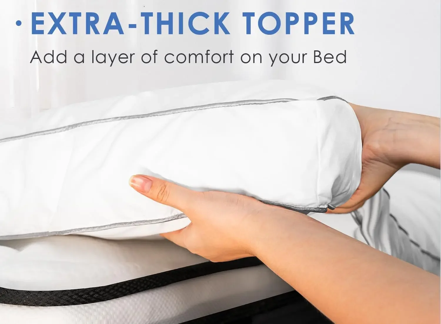 Moon Mattress Topper Queen, Cooling Pillow Top Mattress Topper, Extra Thick Plush Mattress Pad Cover, Overfilled with 7D