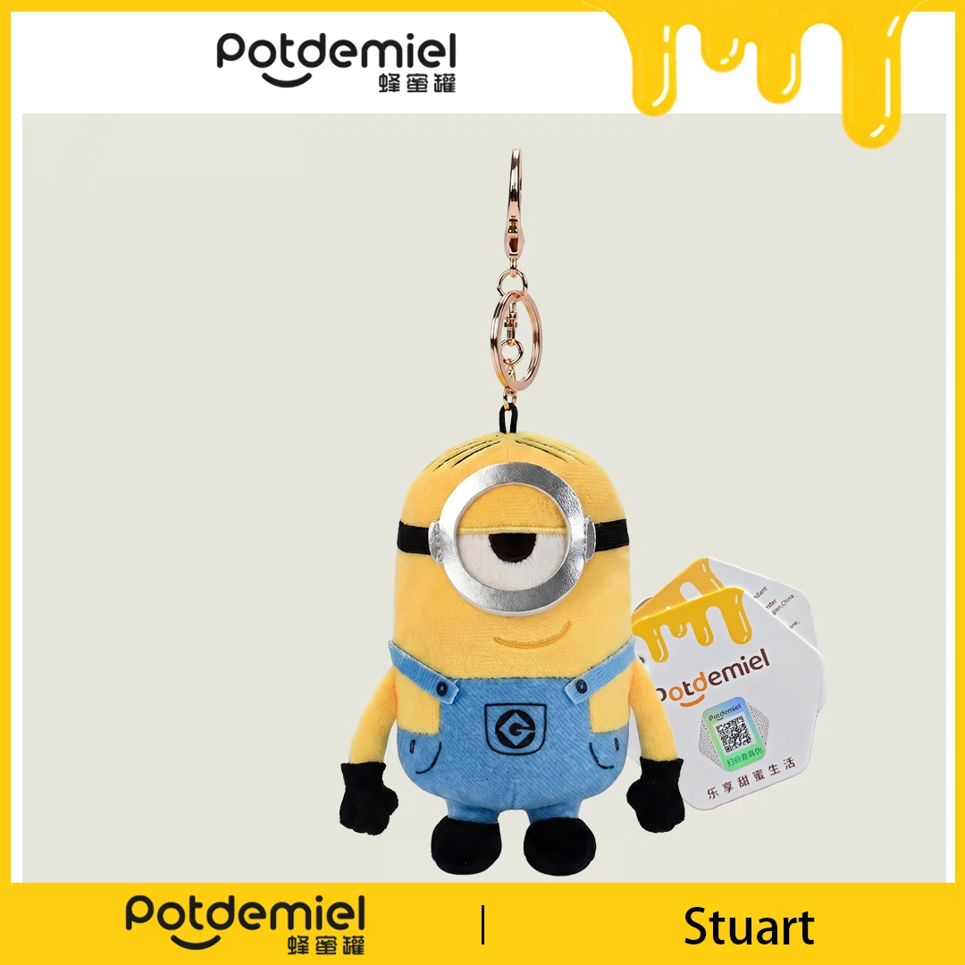 

Potdemiel Despicable Me Minions Stuart Plush Pendant Laptop Bag Charm Key Clip Soft Fluffy Gift For Little Kids Cartoon Fans