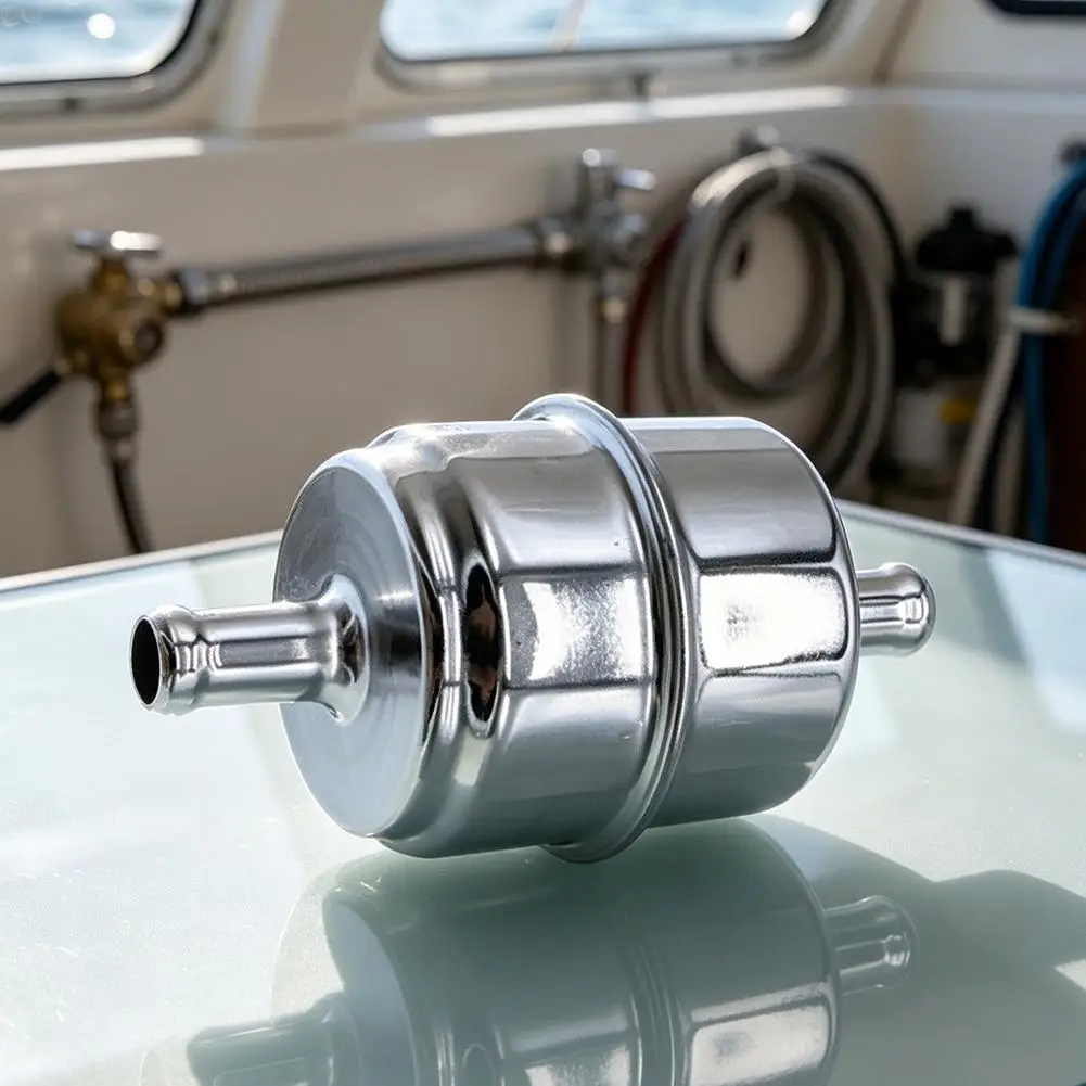 Car Chrome Canister Fuel Filter For 5/16
