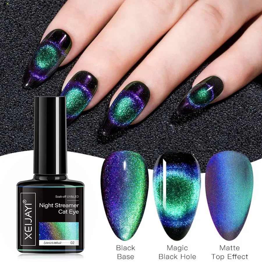 6Colors 9D Galaxy Chameleon Cat Eye Nail Gel Polish Magnetic Long Lasting Shining Magnet Cat Eye Nails Art Soak Off UV Gel 8ml