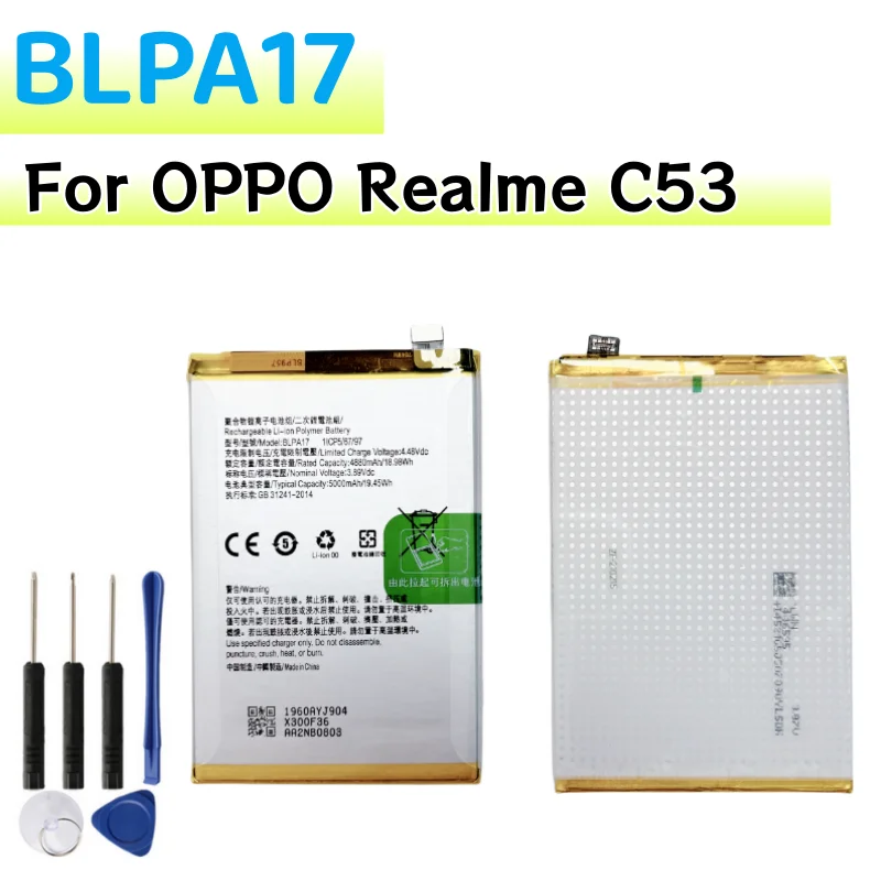 New Replacement Battery BLPA17 5000mAh Battery For OPPO Realme C53 Phone Replacement +Free Tools