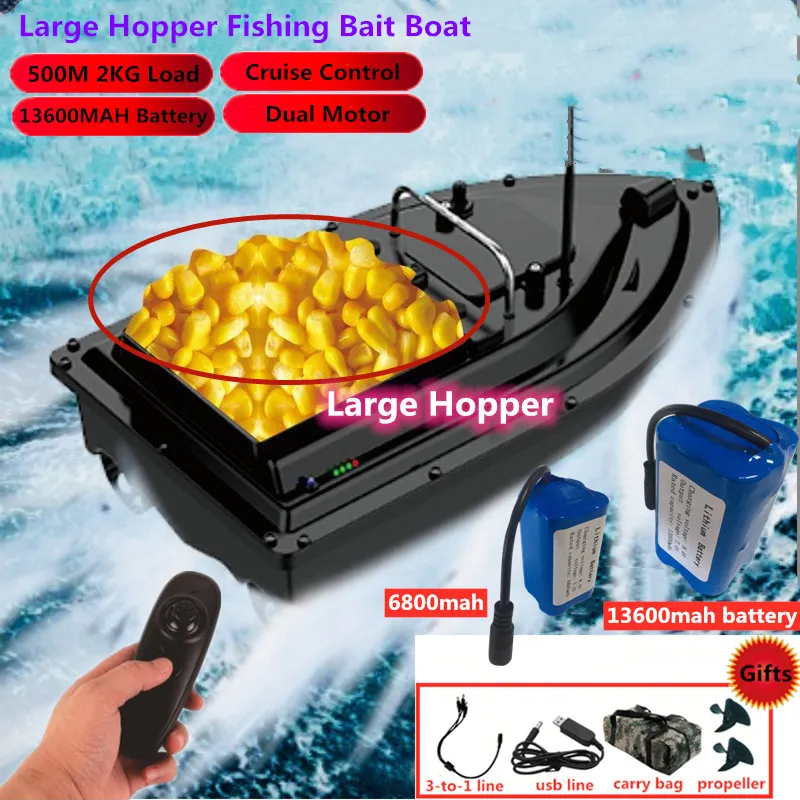 Fixed Speed Cruise Fishing Bait Boat 500m RC Distance With 13600Mah Battery Bag RC Bait Boat Pull the net Big Hopper 2KG Load To