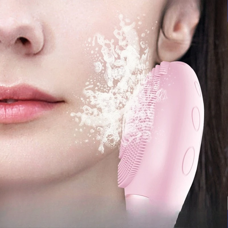 Escova de Limpeza Facial de Silicone para Remoção de Poros e Cravos, Limpador Facial Elétrico, Dispositivo de Beleza Ultrassônico