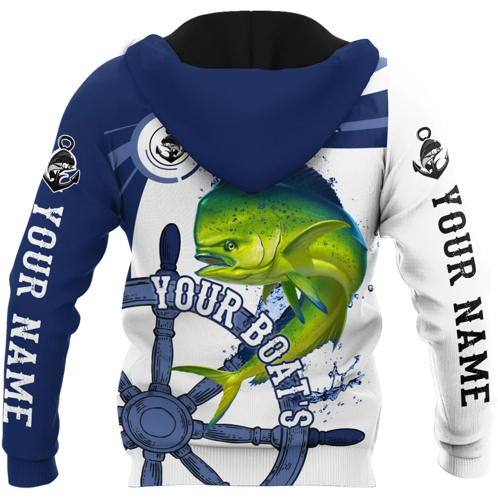 Custom name Mahi mahi fishing boat team 3D Printed Men's Hoodie & Sweatshirt Autumn Unisex Zip Hoodies Casual sportswear KJ870