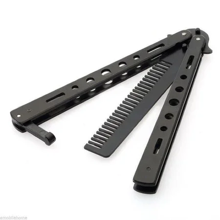 1Pc Stainless Steel Folding Butterfly Comb Portable Pocket Fine Tooth Metal Hair Styling Comb For Men Daily Travel Hair Grooming