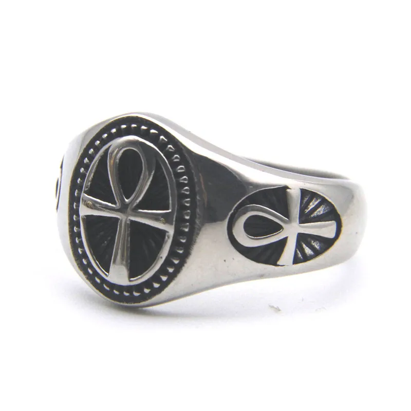 Solid Warrior Cross Ring 316L Stainless Steel Jewelry Punk Biker Style  Ring Size 7-13