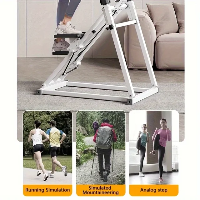 Foldable Stair Stepper Machine - Adjustable Home Climbing Equipment for Cardio & Fat Burn, w/Handles & Non-Slip Pedals 2