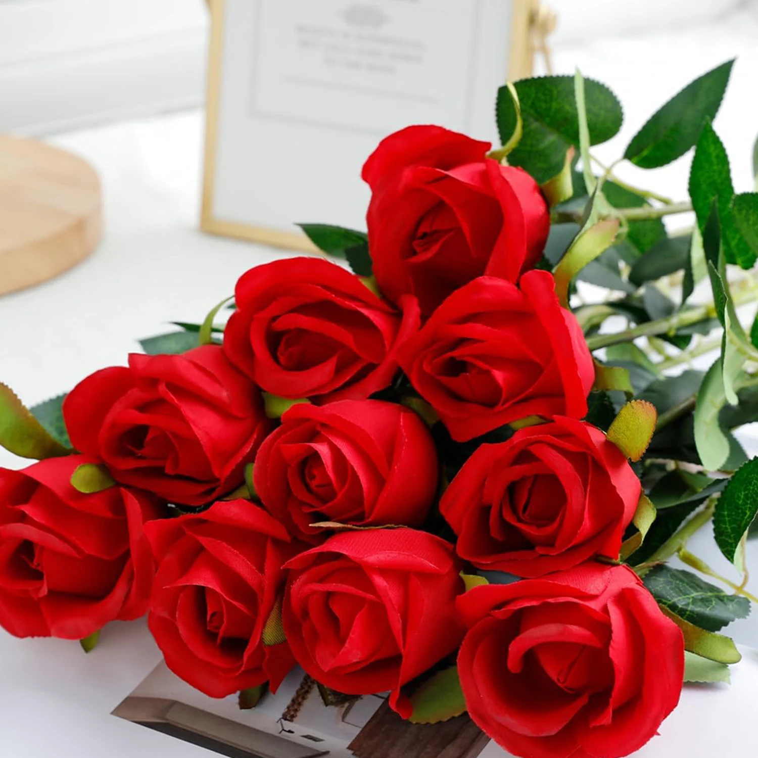 50 Stück Künstliche Blumen Seidenrosen Festival Heimdekoration Hochzeitskranz Brautstrauß Outdoor Garten DIY Geschenke Bogenbox – Detail 2
