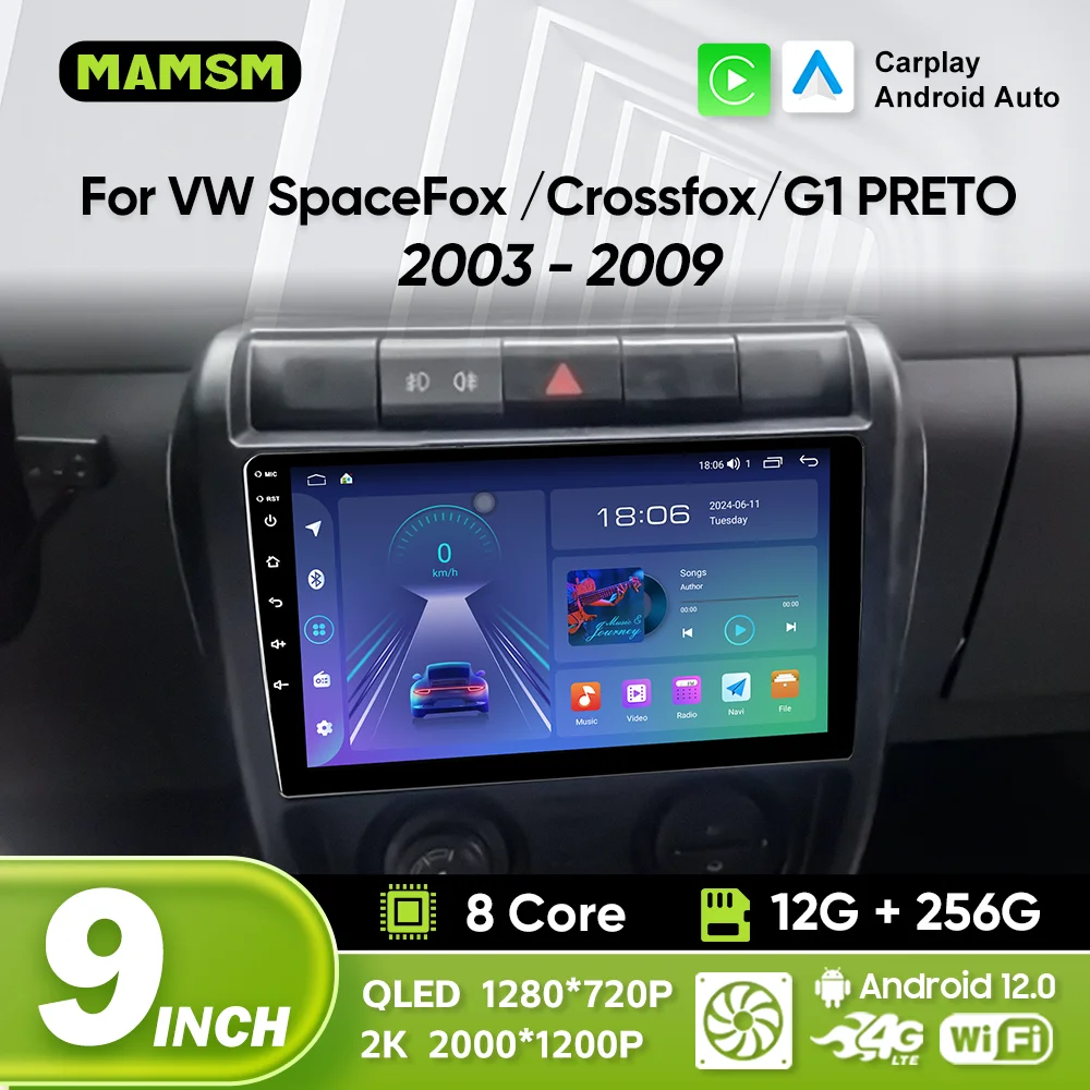 Pantalla de Fascia de coche para VW SpaceFox/Crossfox/G1 PRETO 2003-2009 adaptador estéreo Radio Audio tablero unidad principal Kit de arnés de navegación
