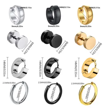 1對多款男女通用黑色金色不鏽鋼耳環,龐克哥德風穿孔假耳環飾品 10 最佳銷售 歌德式穿孔 - №1