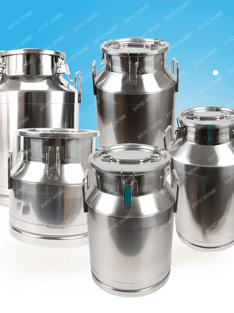 20L/30L/40L/50L/60L Stainless Steel Milk Can Canister Dairy Pot Bucket Liquid Storage Barrel For Home Application