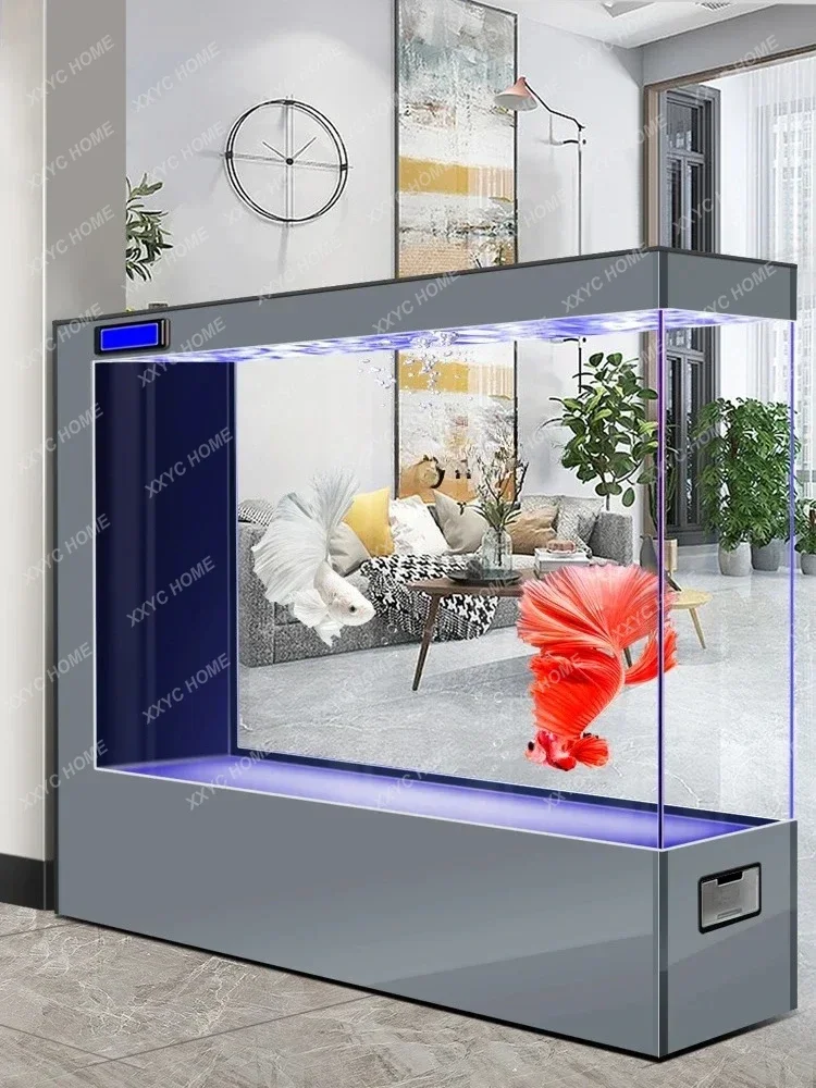 New Household Side Filter Fish Tank Living Room Small Ultra White Glass Partition Screens Filter Loop Rectangular Fish Globe