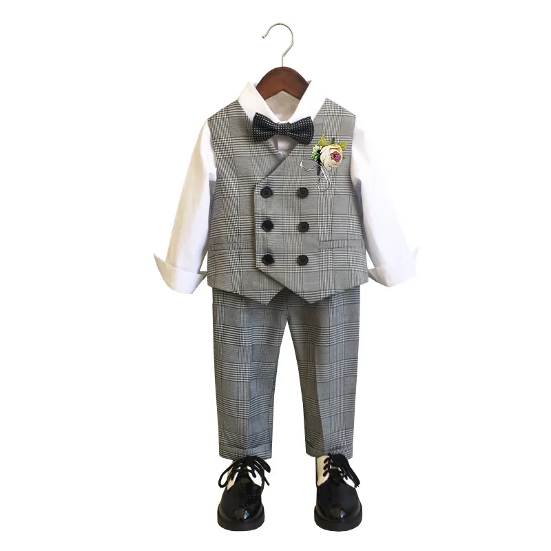 Children Formal Suit Flower Boys Wedding Dress Prince Kids 1 Year Birhtday Photograph Suit Toddler Boy Performance Party Costume