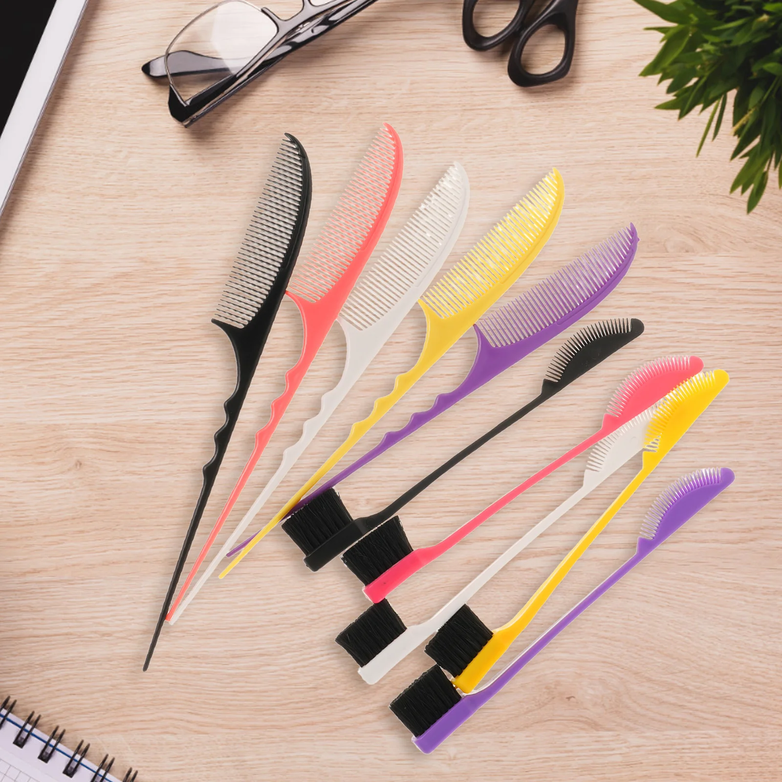 

5 Pairs Double Sided Edge Brush Eyebrow Brush Comb Rat Tail Teasing Comb Hair Styling Combs for Edges Natural Brows Hairdressing