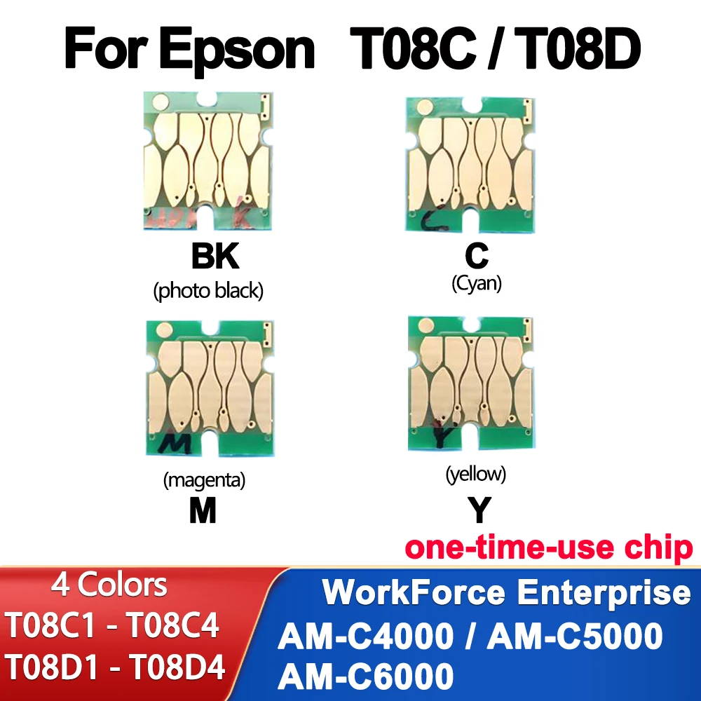 T08C T08D  T08C1-T08C4 T08D1-T08D4 Ink Cartridge Chip for Epson WorkForce Enterprise AM-C4000 AM-C5000 AM-C6000 AM C4000 C5000