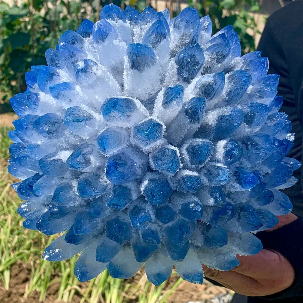 Phantom Quartz Crystal Cluster Ore Sample Cured, Find Sky Blue, Brand New