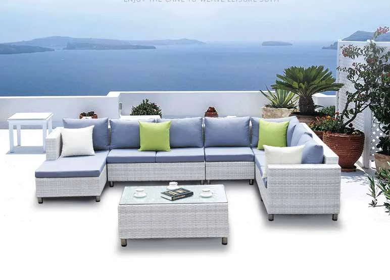 Modern Luxury Outdoor Rattan Wicker Furniture Garden Aluminum L Shaped Sofa With Cushion