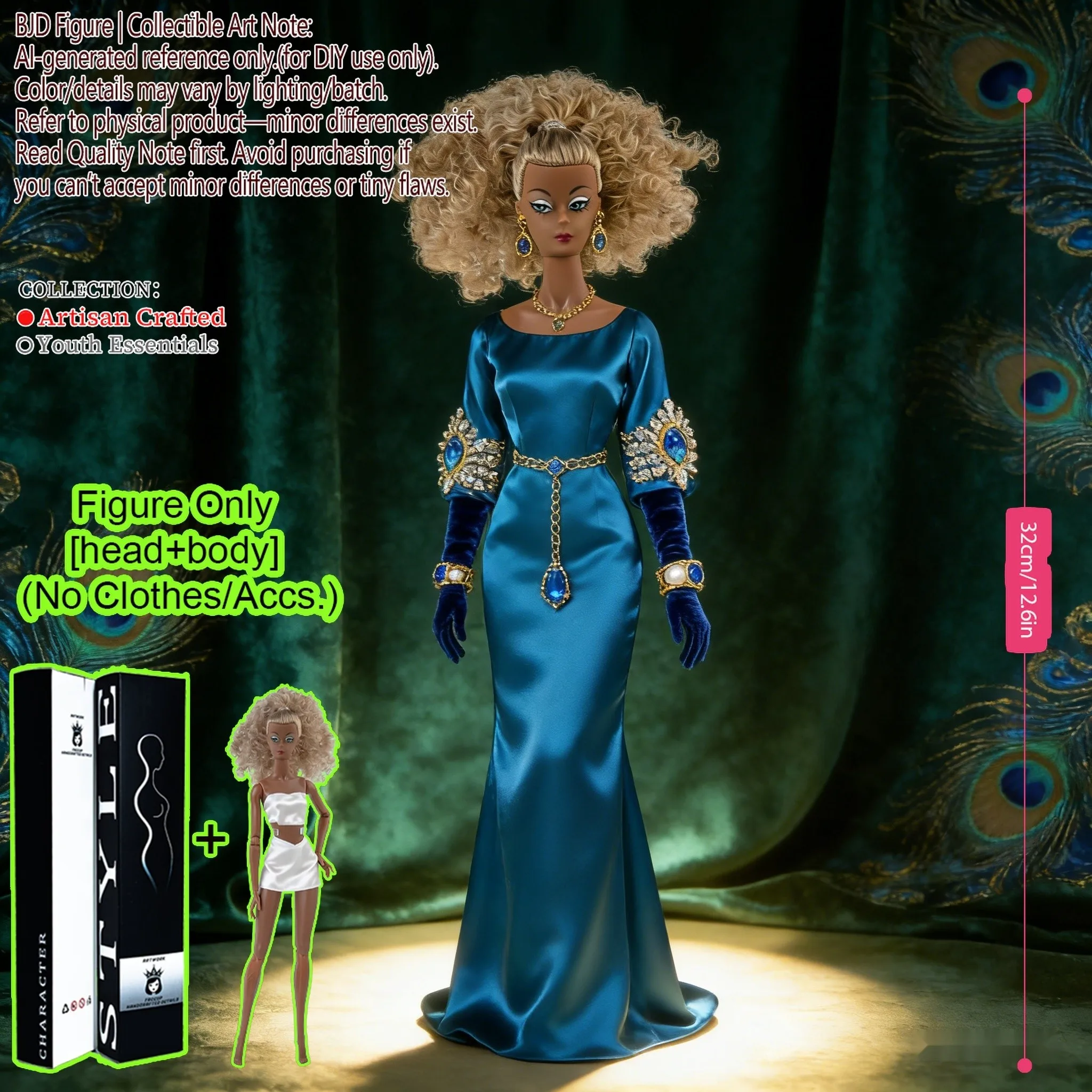 

1/6 Scale BJD MJD Supermodel Doll Realistic Makeup Fluffy Hair Jointed Collectible Figure Adult DIY Model NoClothes
