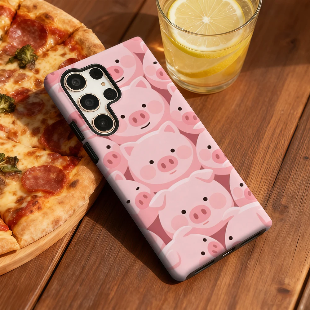 

Cute Cartoon Piggies Phone Case for Samsung Galaxy S20 FE S22 S24 S25 Plus Ultra 4G 5G Luxury Double-layer Back Cover Funda