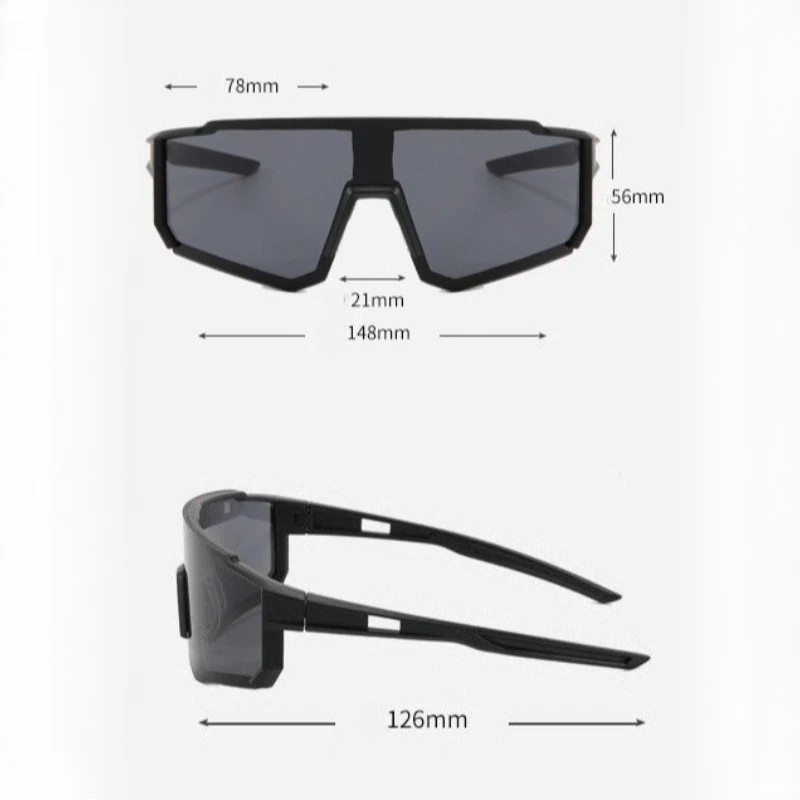 2 قطعة نظارات الدراجة حماية ركوب الدراجات Uv Mtb إطار السرعة عدسة عاكسة باللونين الأسود والأحمر