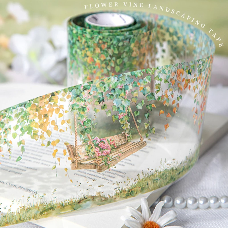 

200cm/roll Swing Together Series Flower Vine Decorative Tape DIY Notebook Collage Scrapbook Photo Frame Phone Case Tablet Album