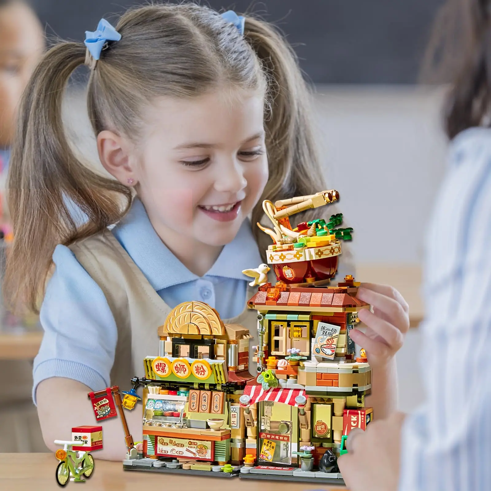 870 Stücke Mini Bausteine Sets für Mädchen Moc Kreative Nudel Shop Gebäude Spielzeug Kits Mini Blöcke Street View Modell Ideale geschenke