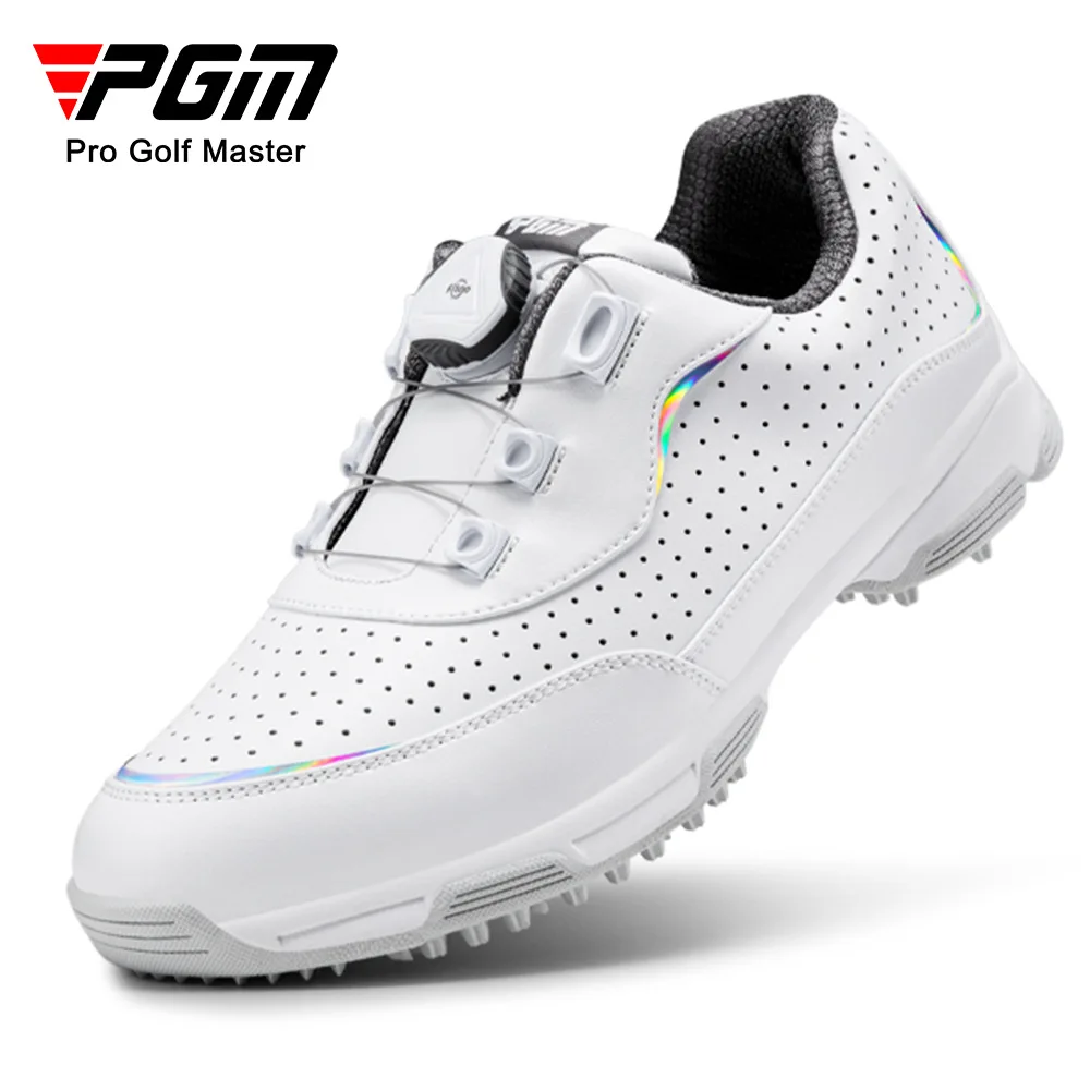 

PGM New Golf Women's Shoes Breathable Sports Shoes Phantom Patent Anti slip Knob Shoe Lace Ultra Fiber Leather