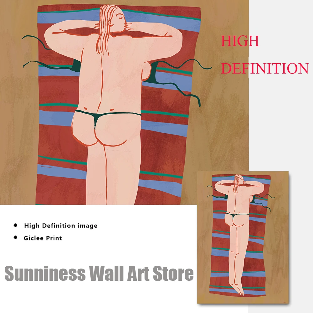 Beach Woman Wall Art Prins Abstract Body Positive People Canvas Painting Trendy Poster Wall Pictures For Living Room Home Decor