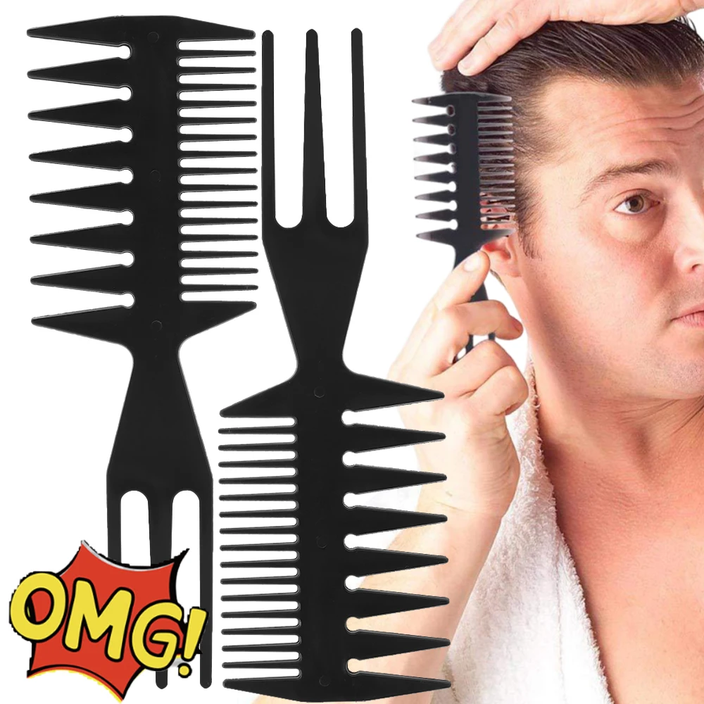 

Double Side Tooth Combs Barber Hair Dyeing Cutting Coloring Brush Fish Bone Shape Big Teeth Hair Brush Man Hair Styling Tool
