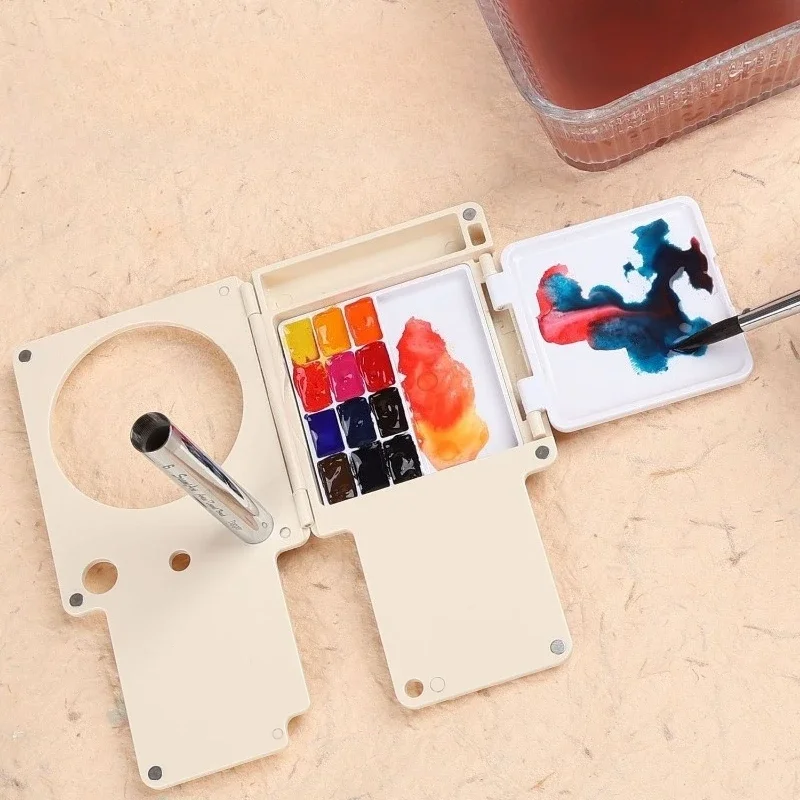 Foldable Empty Watercolor Paint Palette Box Portable Painting Pigment Storage Case with Removable 12 18 24 Grids Art Supplies