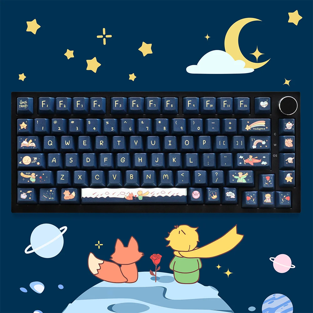 Personality Little-Prince Keycaps Sublimation Pbt 129 Keys Cherry Profile Keycaps for 87/104/108 Mx Switch Mechanical Keyboard
