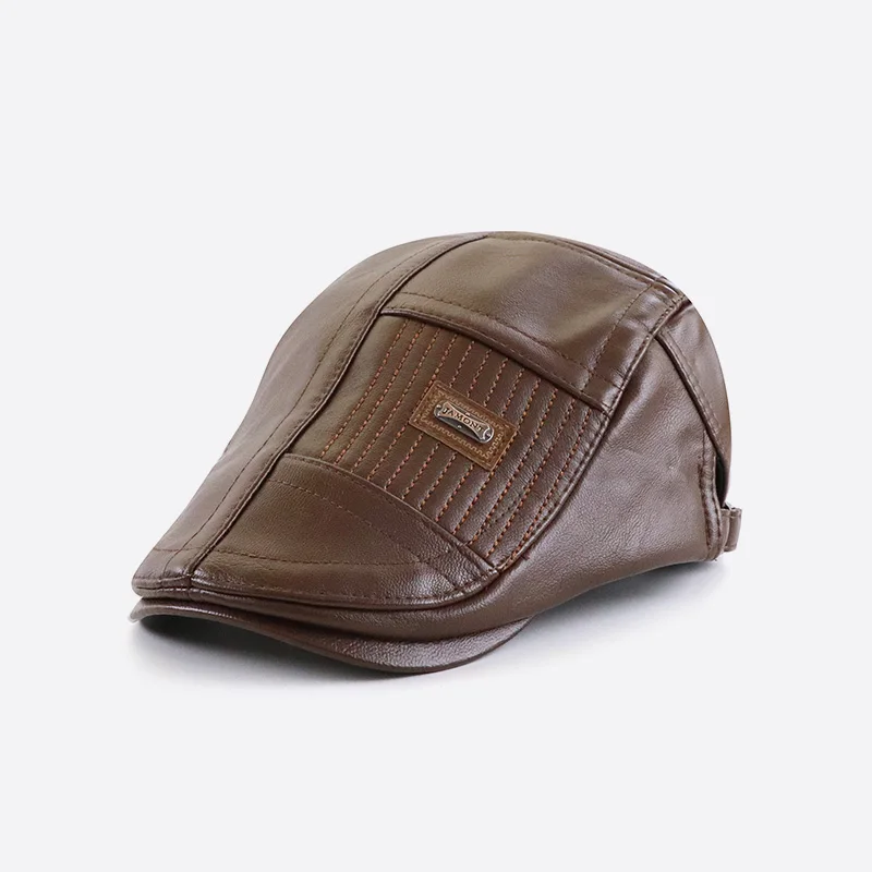 

JAMONT 2022 PU Leather Cap Winter Berets Male Warm Visors Cap Fashion Letter Snapback Caps for Men Bone Gorras Casquette