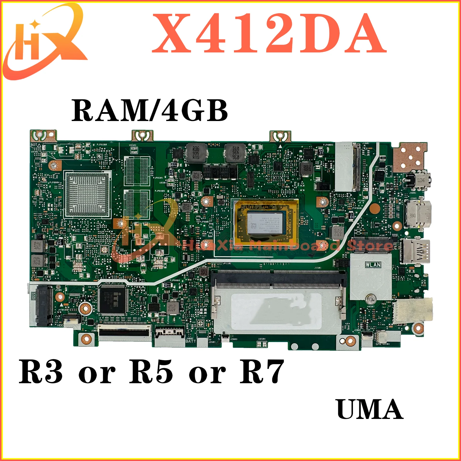 

X412DK Mainboard For ASUS X412DA X412D A412D R412D F412D Laptop Motherboard R3 R5 R7 3th Gen V2G RAM-4GB