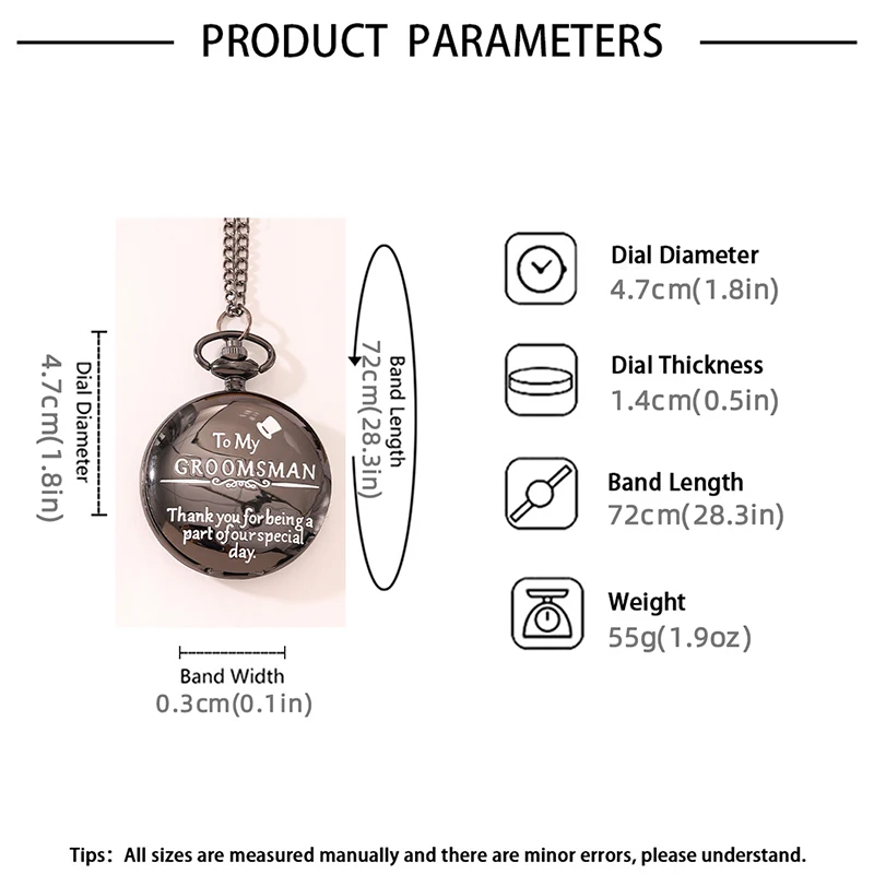 นาฬิกาพกสีดำสุดหรูสำหรับเพื่อนเจ้าบ่าวสามีของฉันนาฬิกาควอตซ์ย้อนยุคแกะสลักจี้นาฬิกาพกแบบย้อนยุค
