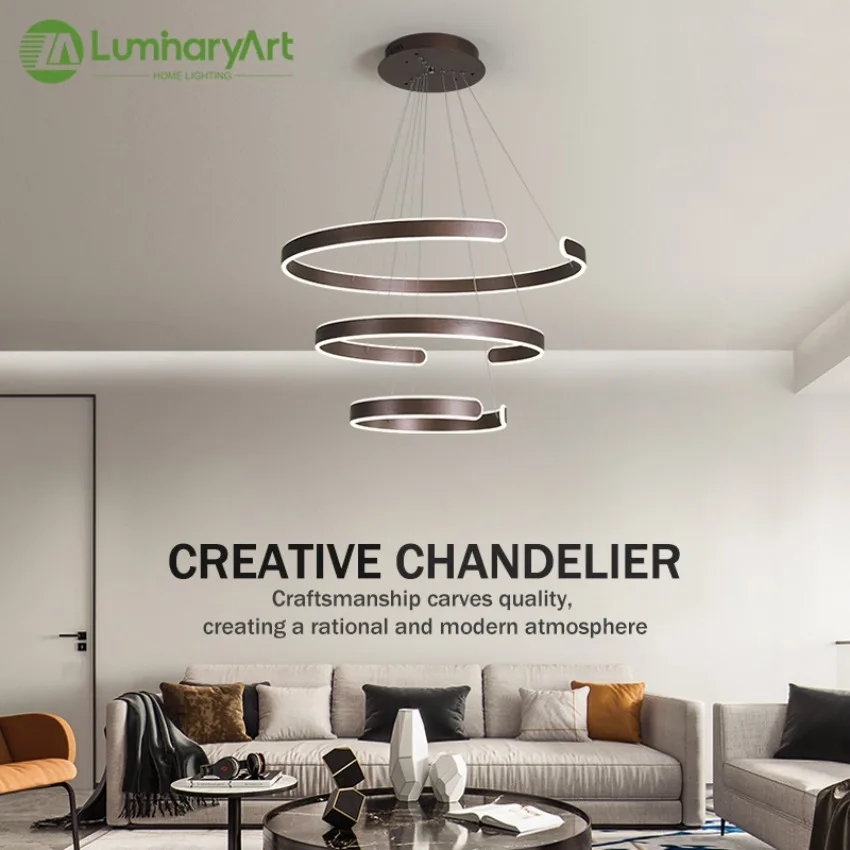 

Modern LED Pendant Lights Circular Geometric Design Decorative Lights Living Room Dining Room Exhibition Hall Lighting Fixtures